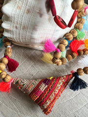 TRIO OF LOVE| Hmong Thai Pillow| Peace + Wooden Beads| Rainbow Tassels NEW - Honorooroo Lifestyle