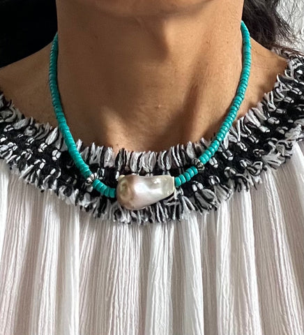Baroque Pearl HEISHI Bead Necklace (Turquoise) NEW - Honorooroo Lifestyle