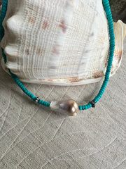 Baroque Pearl HEISHI Bead Necklace (Turquoise) NEW - Honorooroo Lifestyle