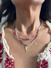SERENITY Crystal Chip Navaho Bead Necklace (NEW) - Honorooroo Lifestyle