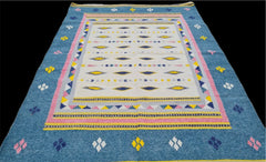 HAND-KNOTTED RUG| Modern Pastel design| Flat-Weave Wool|Area  Rug| 5.6’ x 3.10’ - Honorooroo Lifestyle
