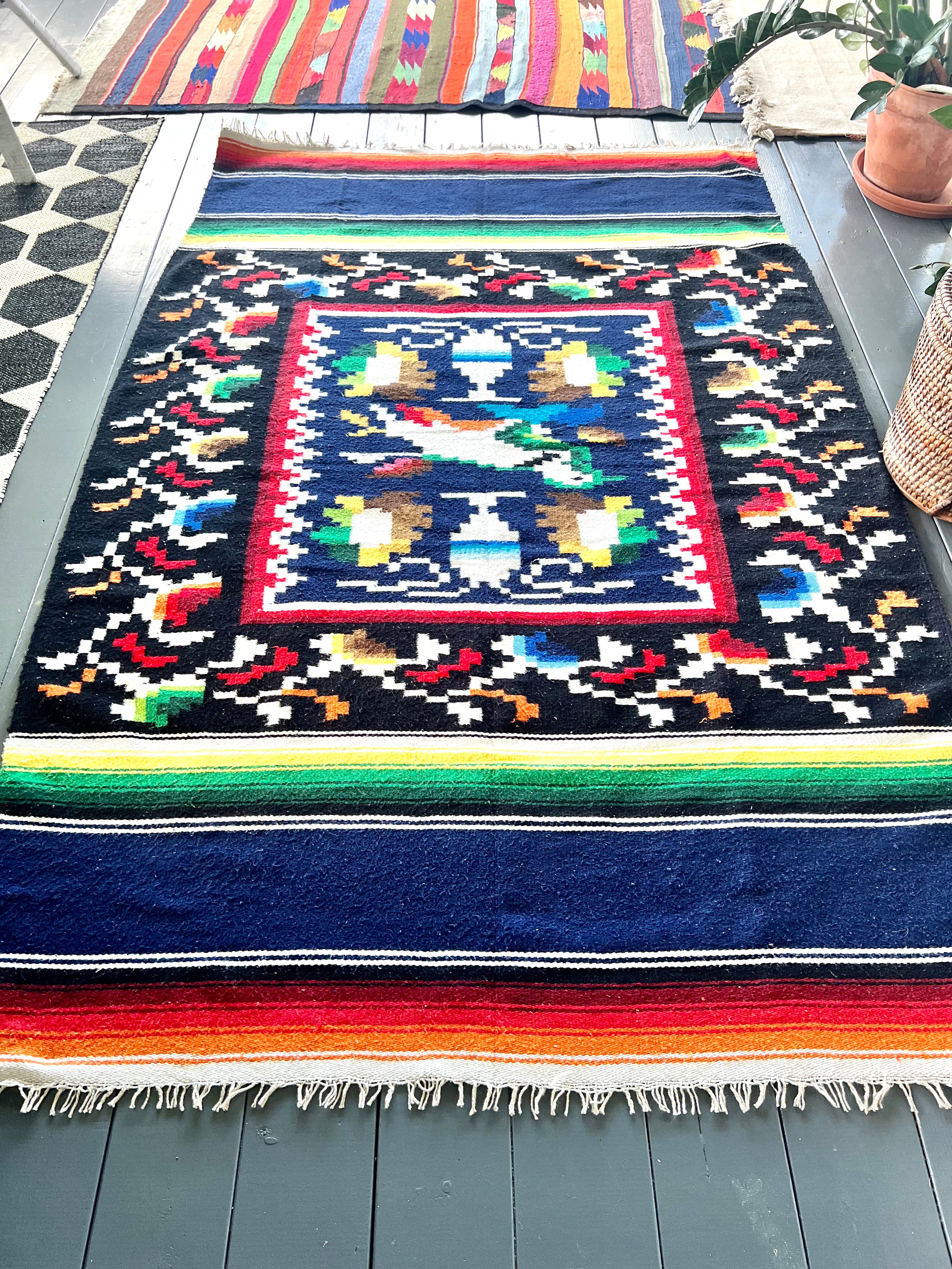 VINTAGE SOUTH AMERICAN Kilim| Authentic Tapestry| Area RUG| 7’ x 4’ - Honorooroo Lifestyle