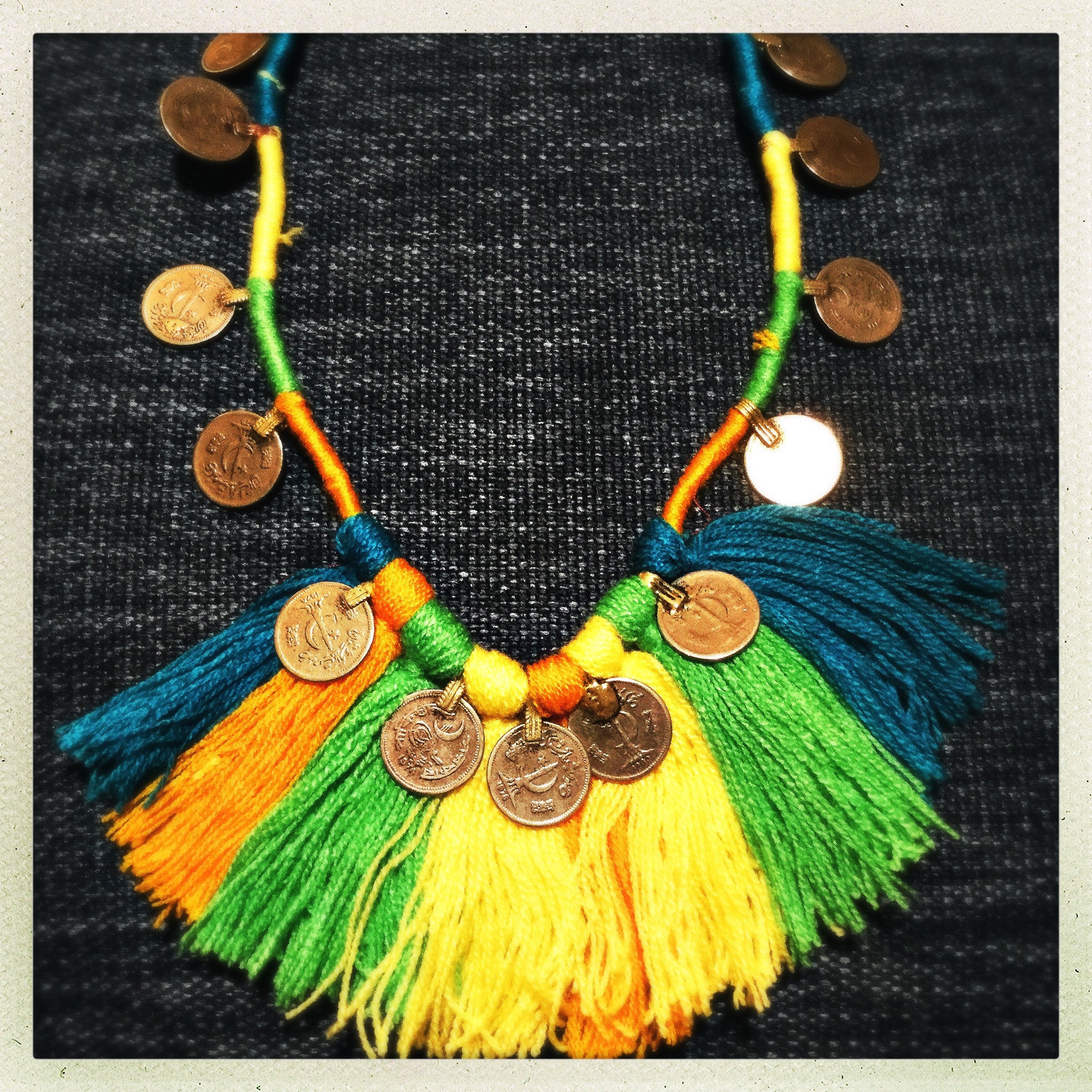 KUCHI COIN CITRUS| Tassel Fringe Necklace - Honorooroo Lifestyle