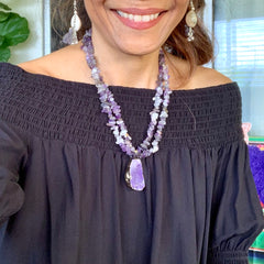 AMETHYST Crystal chip Necklace| One of a kind - Honorooroo Lifestyle