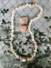 Baroque Pearl CRYSTAL Bead Necklace( Rose Quartz) - Honorooroo Lifestyle