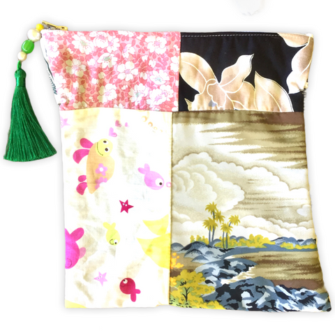 HAWAIIAN Vintage CARRY-all POUCHES| Green Tassel#7 - Honorooroo Lifestyle
