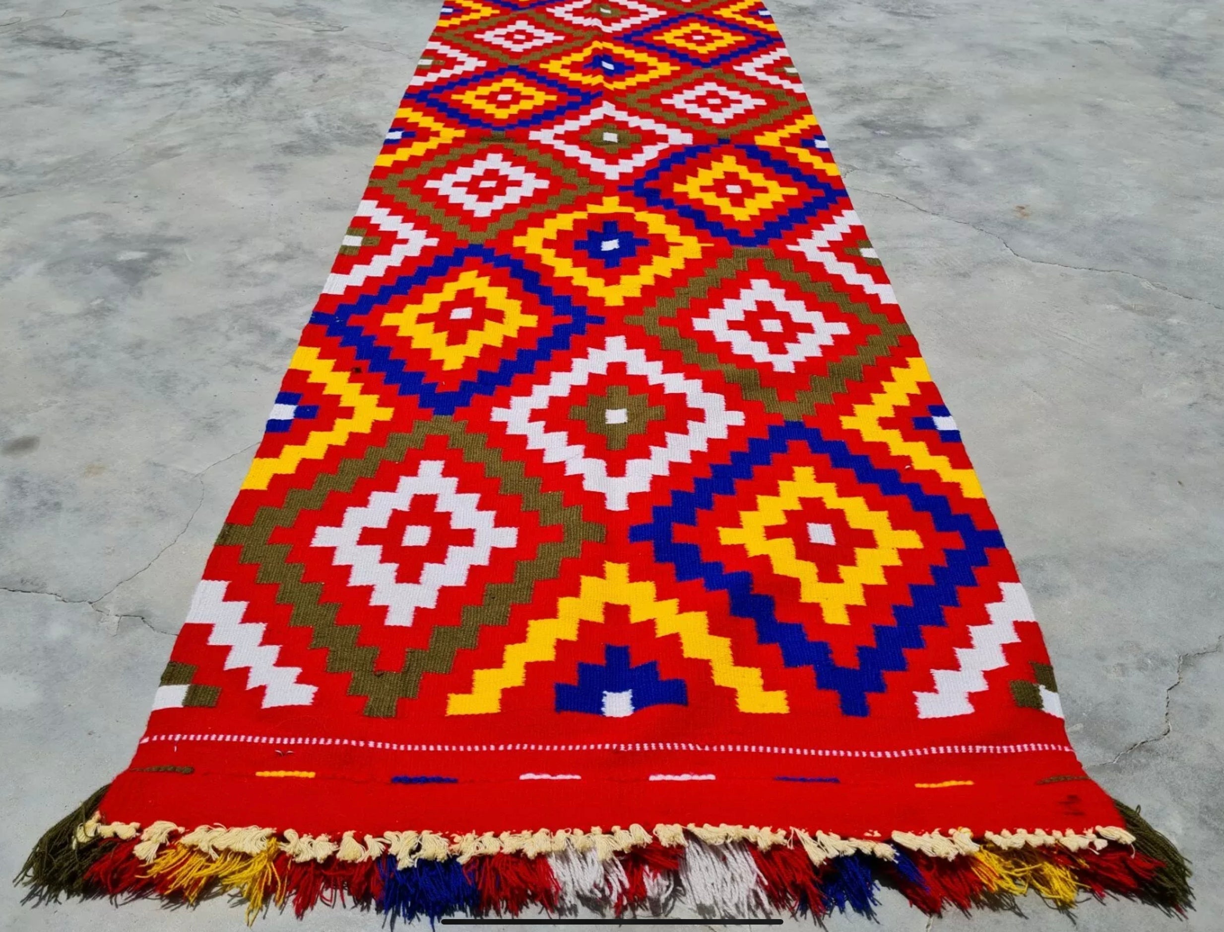 HAND-KNOTTED KILIM rug| 7’ x 2’| Hallway Runner| Cotton| New Condition - Honorooroo Lifestyle