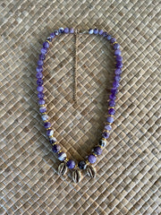 Amethyst Crystal GOLD Cowry Necklace - Honorooroo Lifestyle
