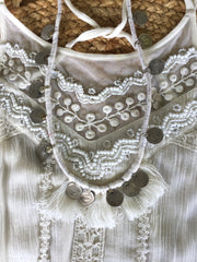 KUCHI COIN WHITE|Tassel Fringe Necklace - Honorooroo Lifestyle