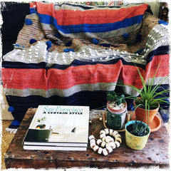 BOHO POM POM Throw|Modern Bohemian Blanket| Sante Fe Rust| 6’ x 4’ - Honorooroo Lifestyle