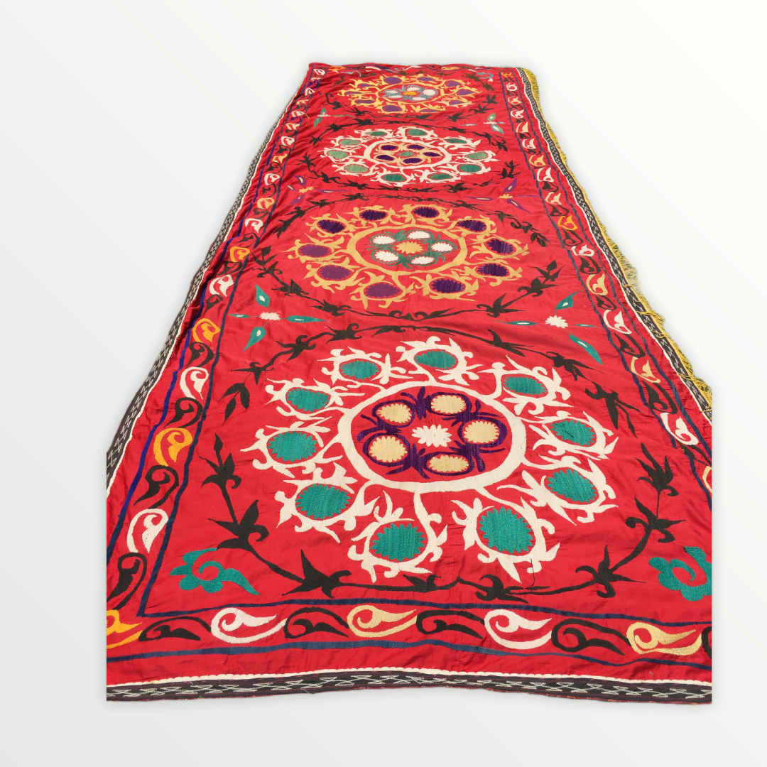 VINTAGE LARGE SUZANI| RED| Royal Carpet| 15.4' x 5' - Honorooroo Lifestyle