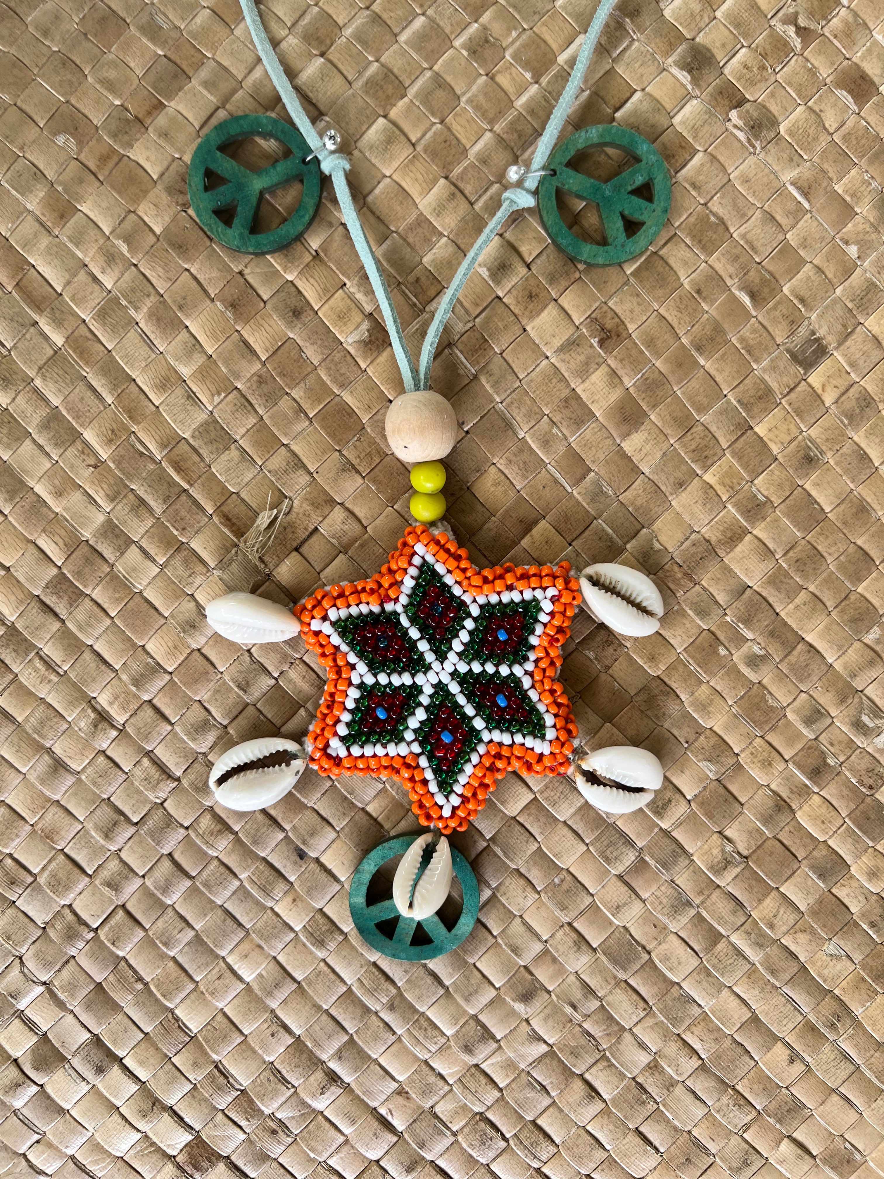 BEADED star Afghani medallion Necklace| One of a Kind - Honorooroo Lifestyle