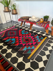 HAND-KNOTTED AFGHAN Flat weave| KAAMISHA|Surpuri Kilim| Wool Rug| 5.10’ x 3.5’ - Honorooroo Lifestyle