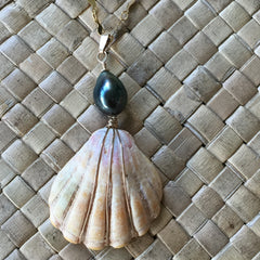 Sunrise Shell Necklace with Tahitian Pearl - Honorooroo Lifestyle