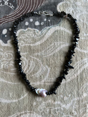 Baroque Pearl CRYSTAL Bead Necklace( Black Tourmaline) - Honorooroo Lifestyle