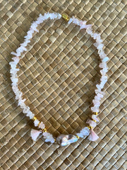 Baroque Pearl CRYSTAL Bead Necklace| Pink tassels ( Rose Quartz) - Honorooroo Lifestyle